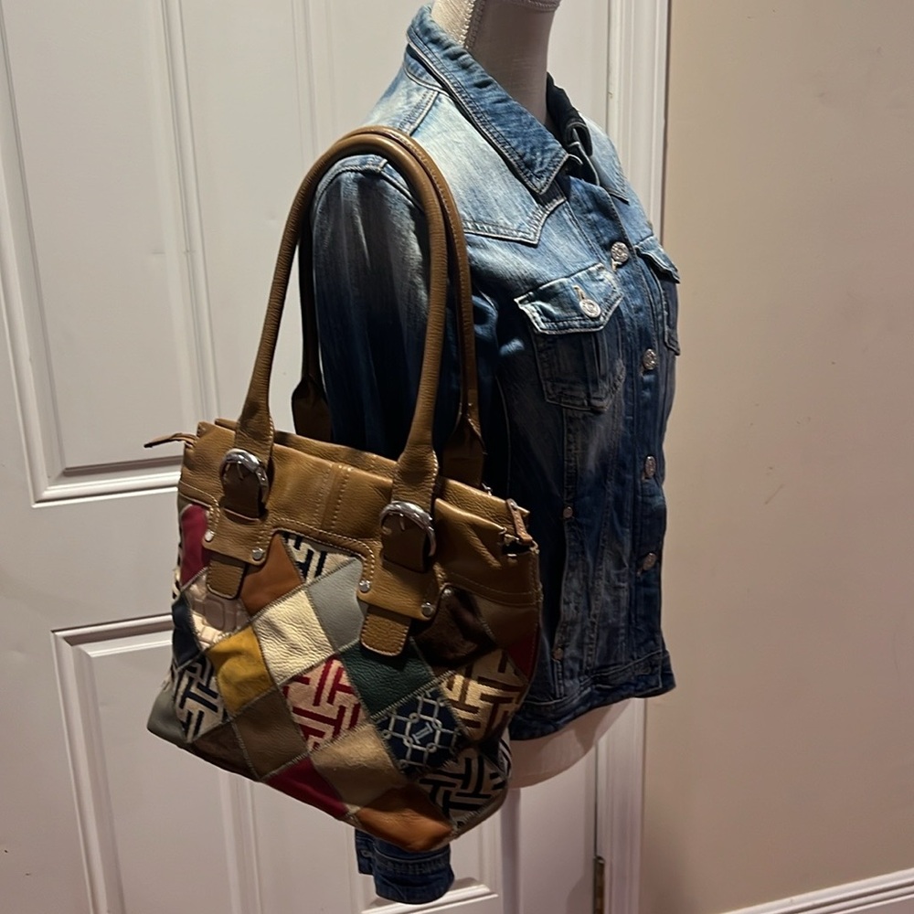 Tignanello Patchwork Multicolor Shopper Leather S… - image 8